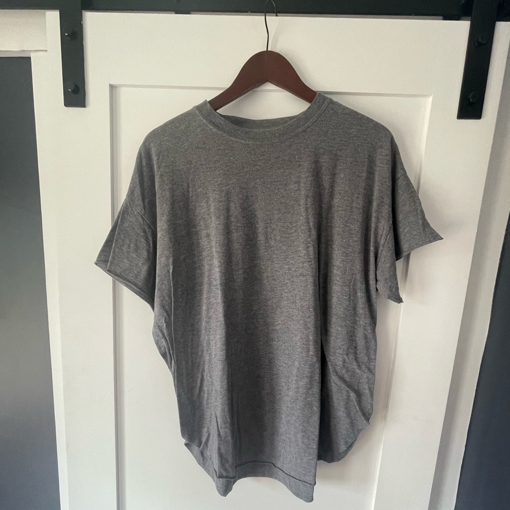PEBBY BASICS HEATHER GRAY SIDE SLIT TEE, XL